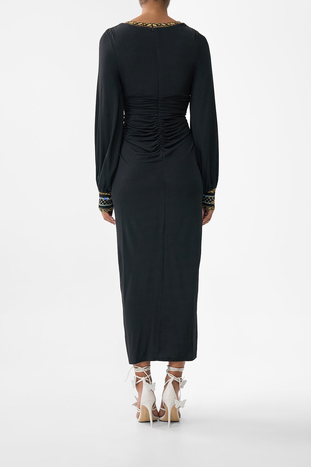 WAISTED DRAPED JERSEY DRESS - 3