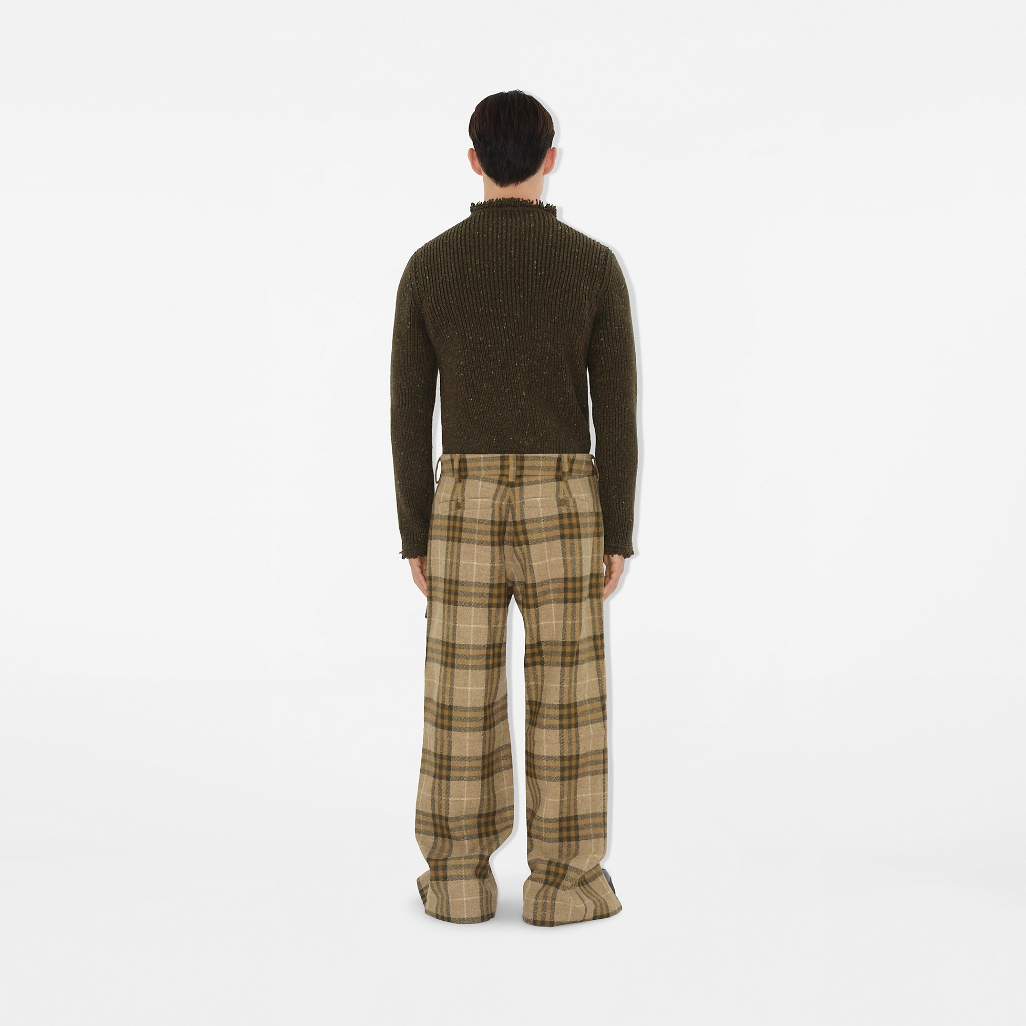 Check Wool Zip Trousers - 4