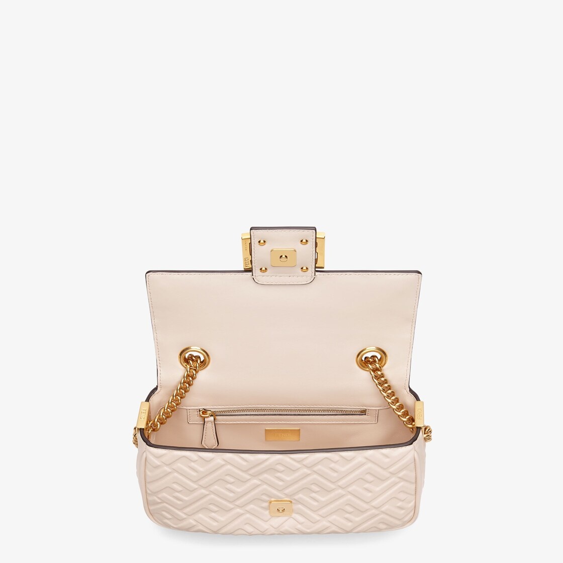 Iconic medium Baguette bag with chain, made of soft nappa leather in camellia-color, with a three-di - 4