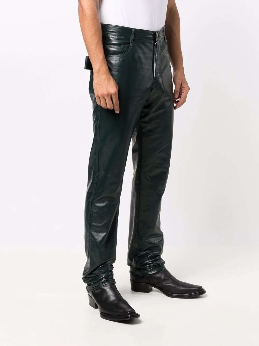 triangle loop leather trousers - 3