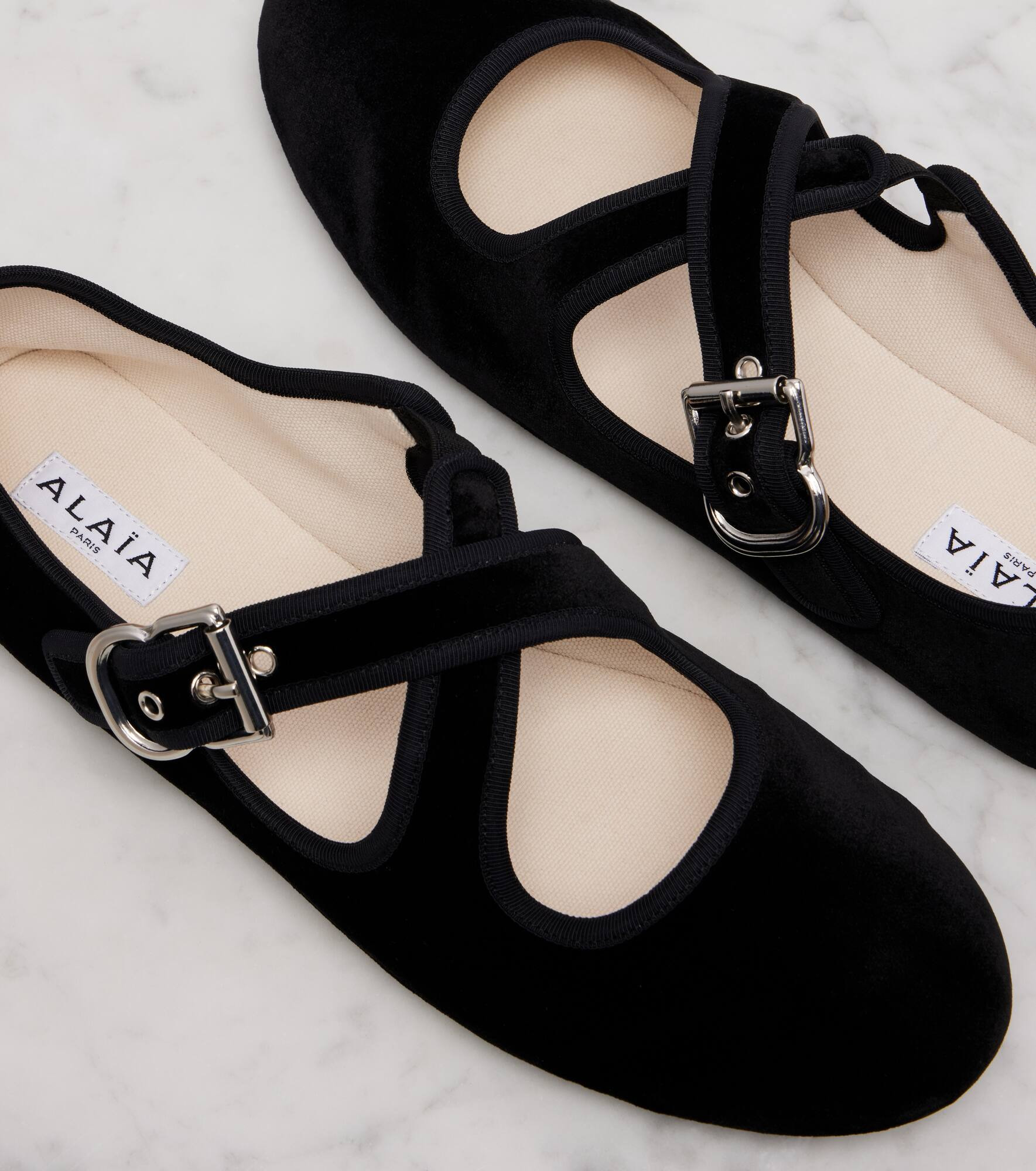 Criss Cross velvet Mary Jane flats - 5