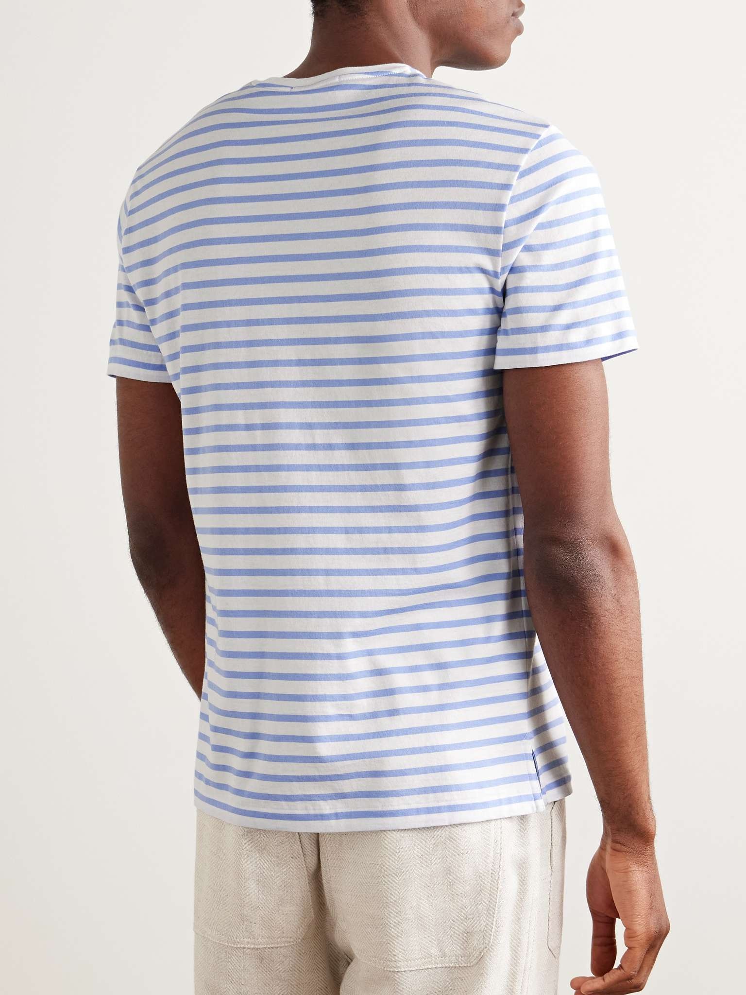 Logo-Embroidered Striped Cotton-Lisle T-Shirt - 4