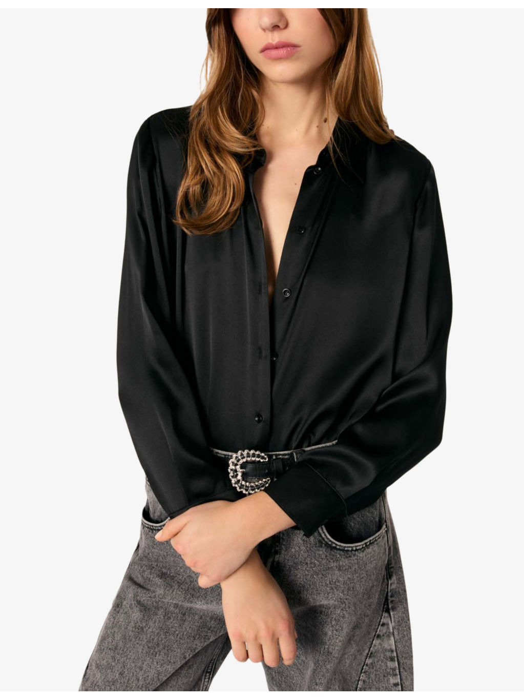 Relaxed-fit long-sleeved silk shirt - 5