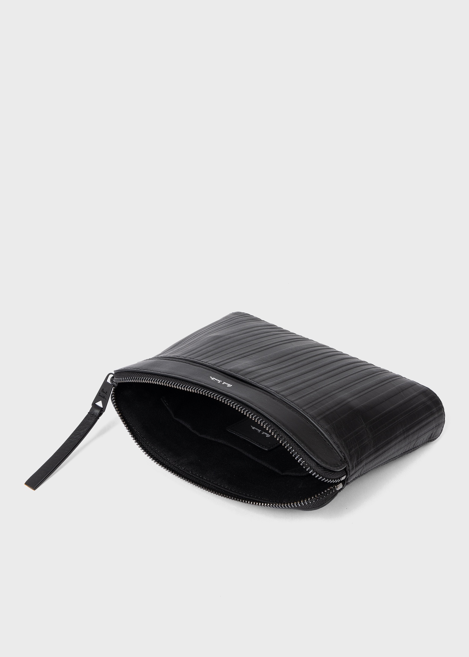 Black Leather 'Shadow Stripe' Musette Bag - 7