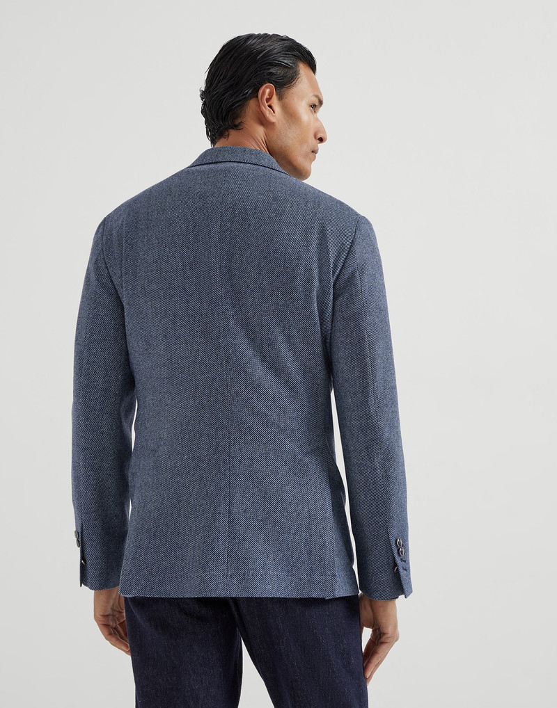 Brunello Cucinelli Wool, cashmere and silk cavalry deconstructed Cavallo blazer with metal buttons outlook