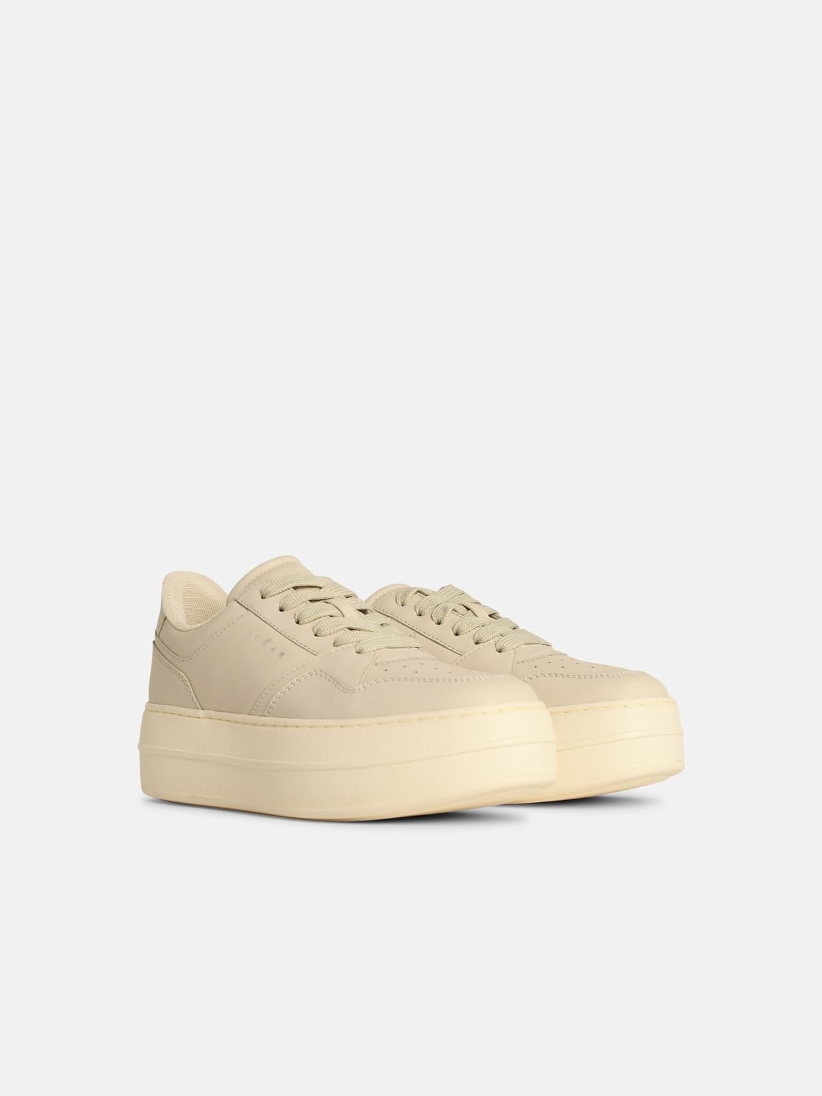 スニーカー Hogan 'H670' Ivory Leather Sneakers HOGAN 'H670' IVORY LEATHER SNEAKERS | REVERSIBLE