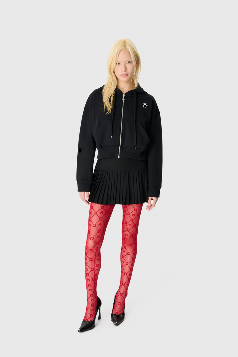 Marine Serre Moon Logo Fleece Cropped Zipped Hoodie outlook