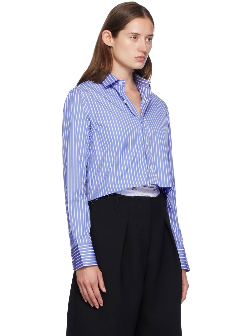 Blue & White Cropped Shirt - 2