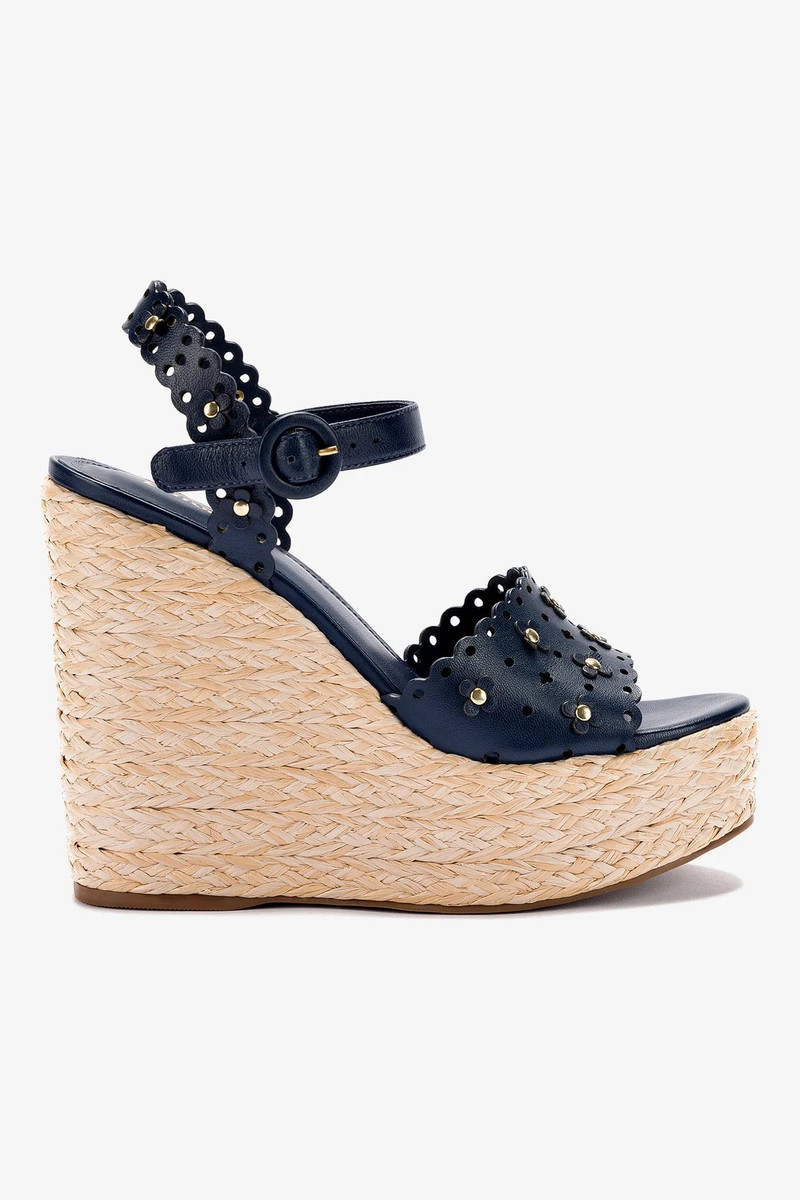 Jasmine Wedge In Navy Leather 1
