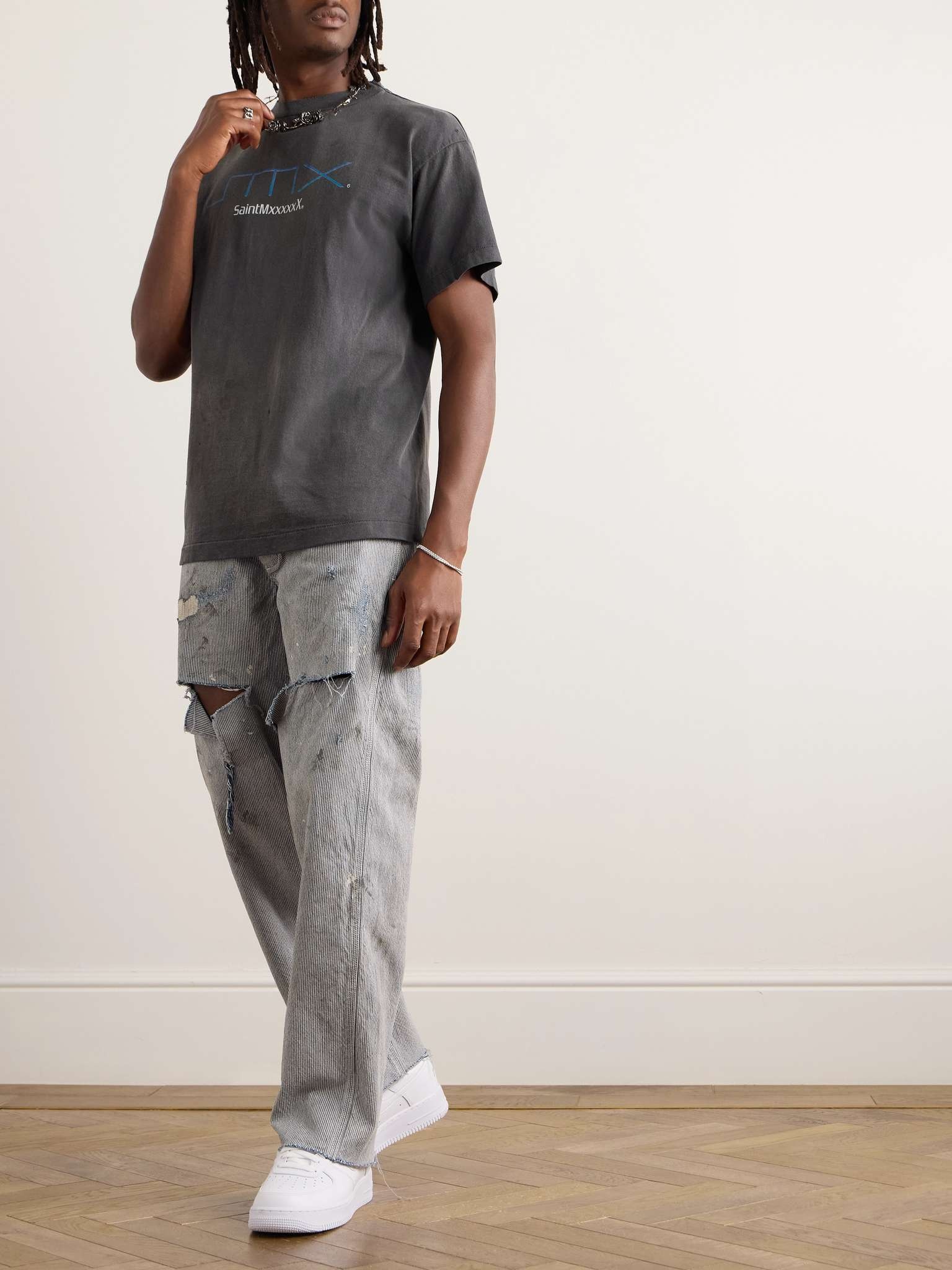 Logo-Print Distressed Cotton-Jersey T-Shirt - 2