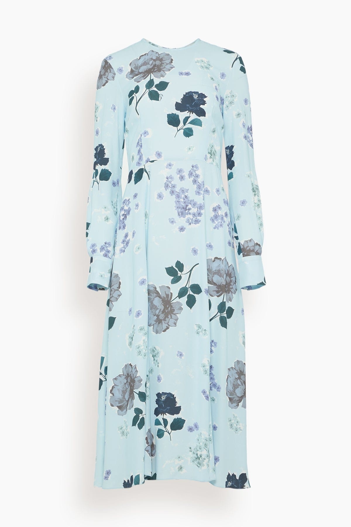 Long Sleeve A-Line Midi Dress in Small Margot Floral Sky Blue - 1