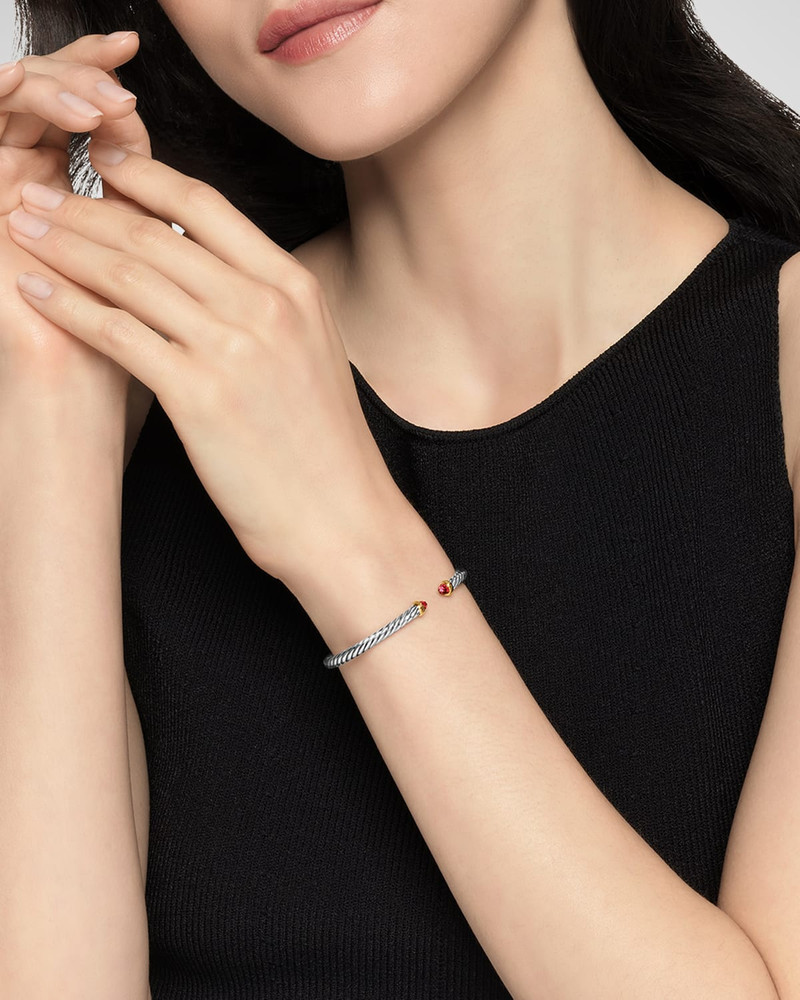 DAVID YURMAN Cable Flex Bracelet with Gemstone in Silver and 14K Gold outlook