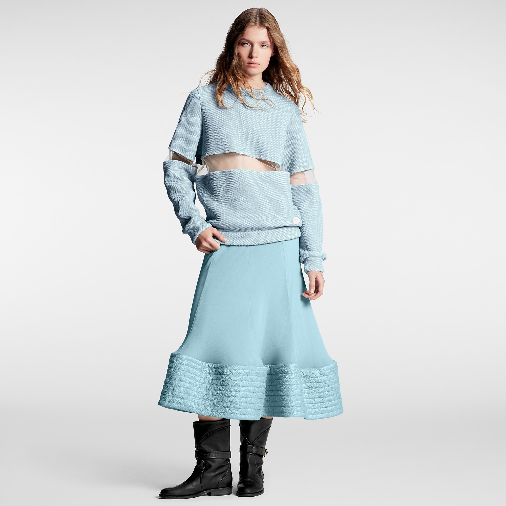 Tulle Insert Knit Pullover - 4