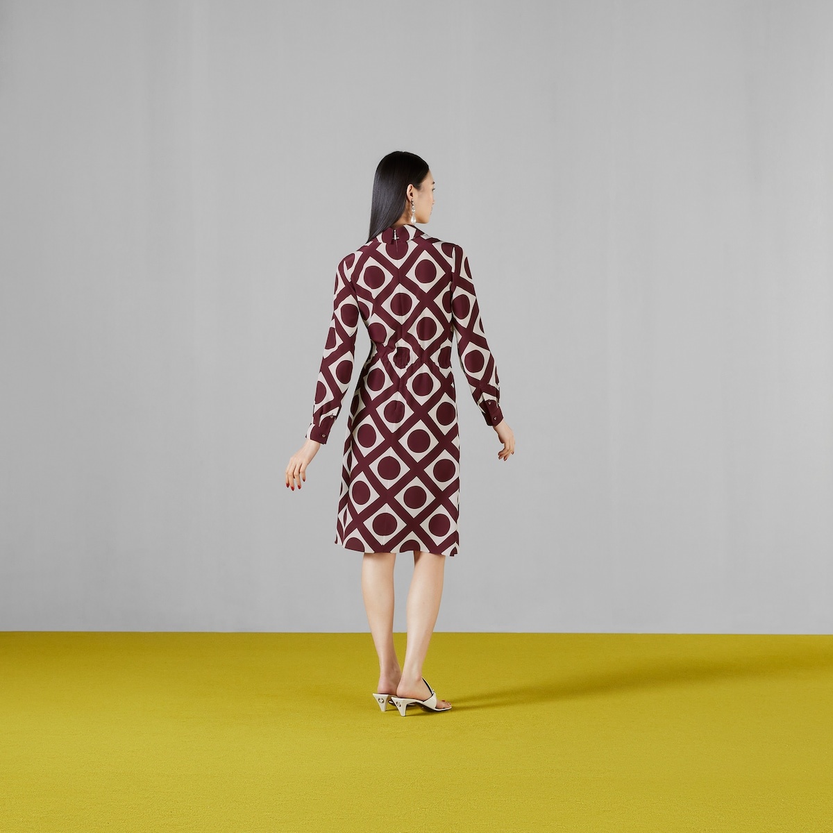 Optical print silk dress - 6