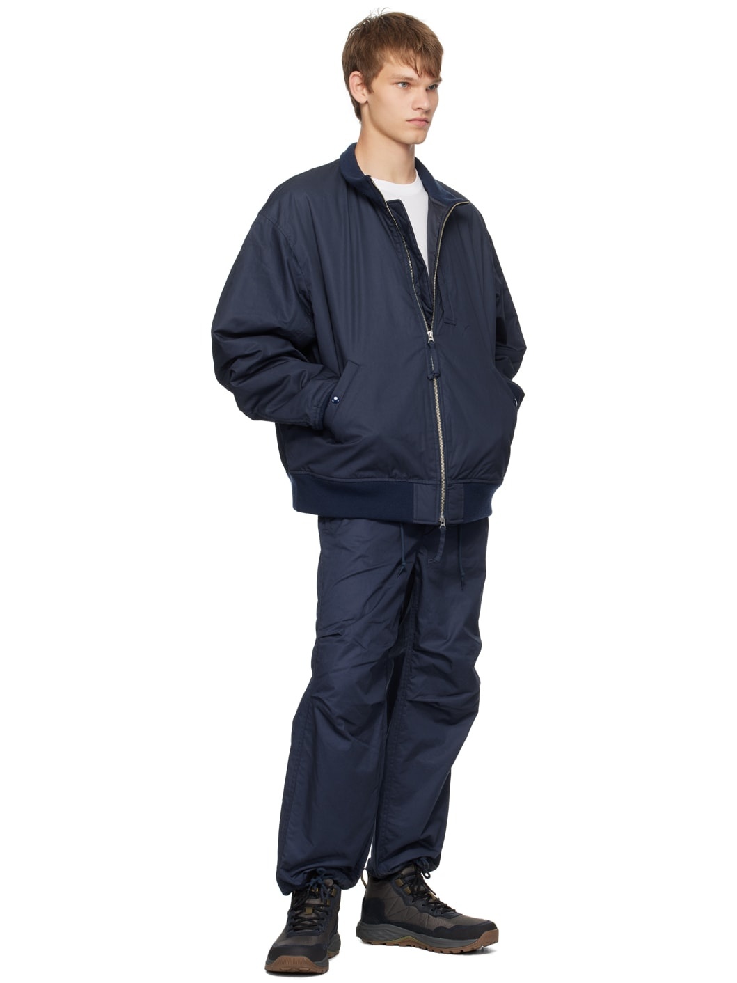 Navy Drawstring Trousers - 4