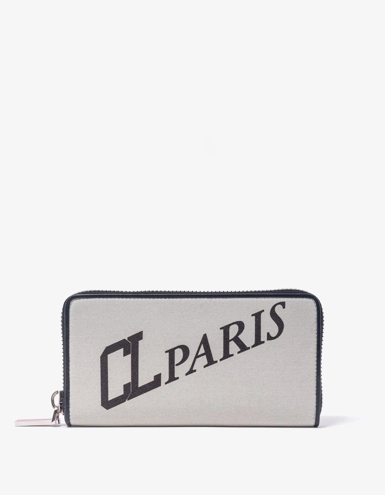 Christian Louboutin Panettone Gabardine CL Paris Grey Wallet - 1