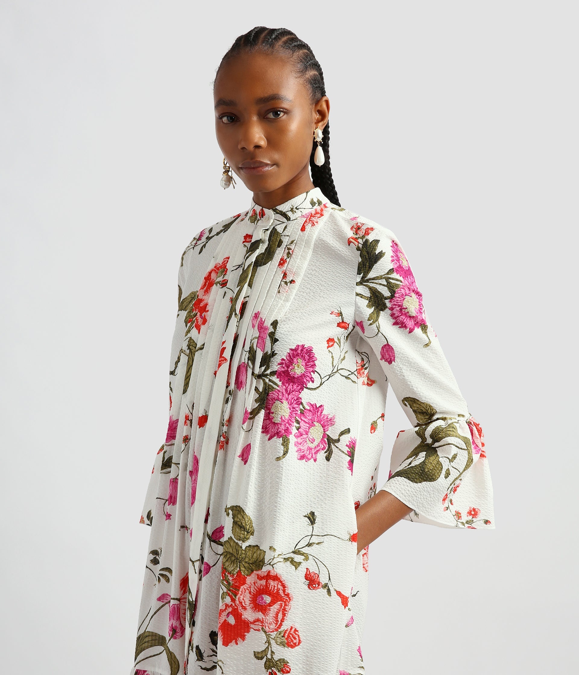 SHIRT DRESS WITH TIERED HEM - 5