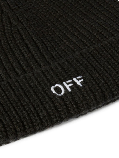 Off-White embroidered ribbed-knit beanie outlook