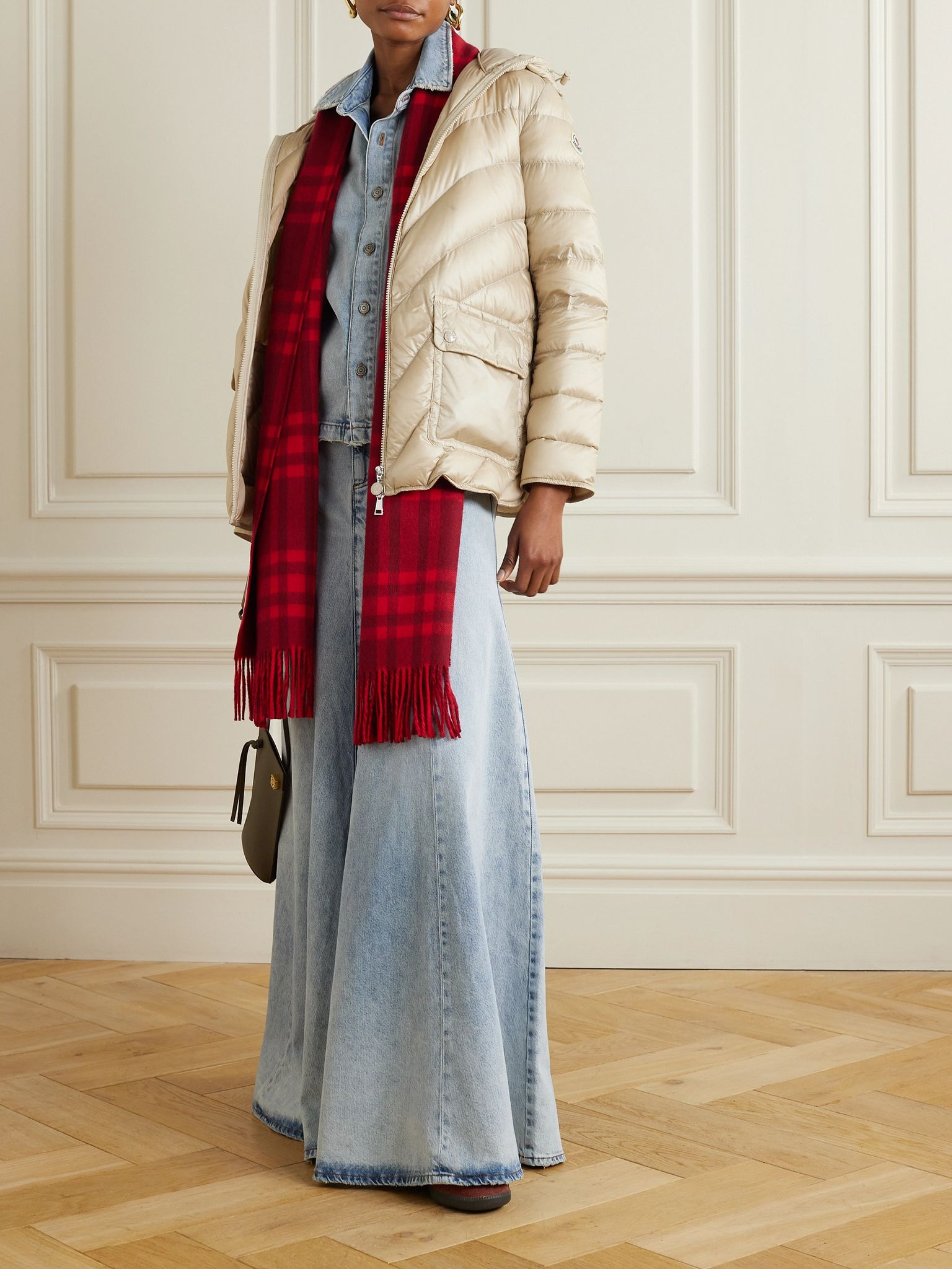 Argenno hooded belted appliquéd quilted shell down coat Beige - 2