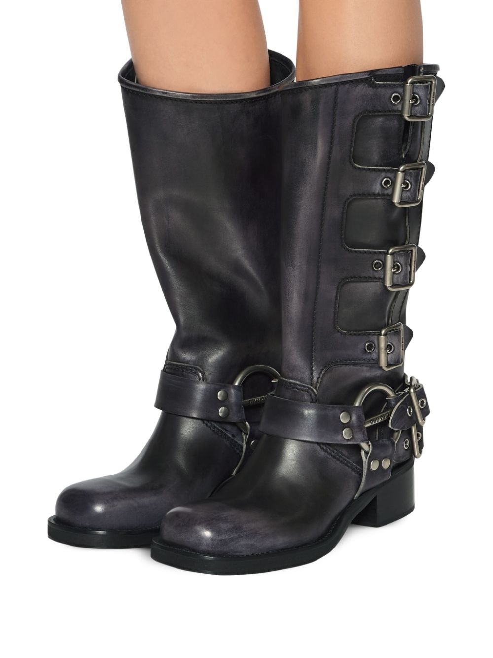 buckle-detail leather boots - 5