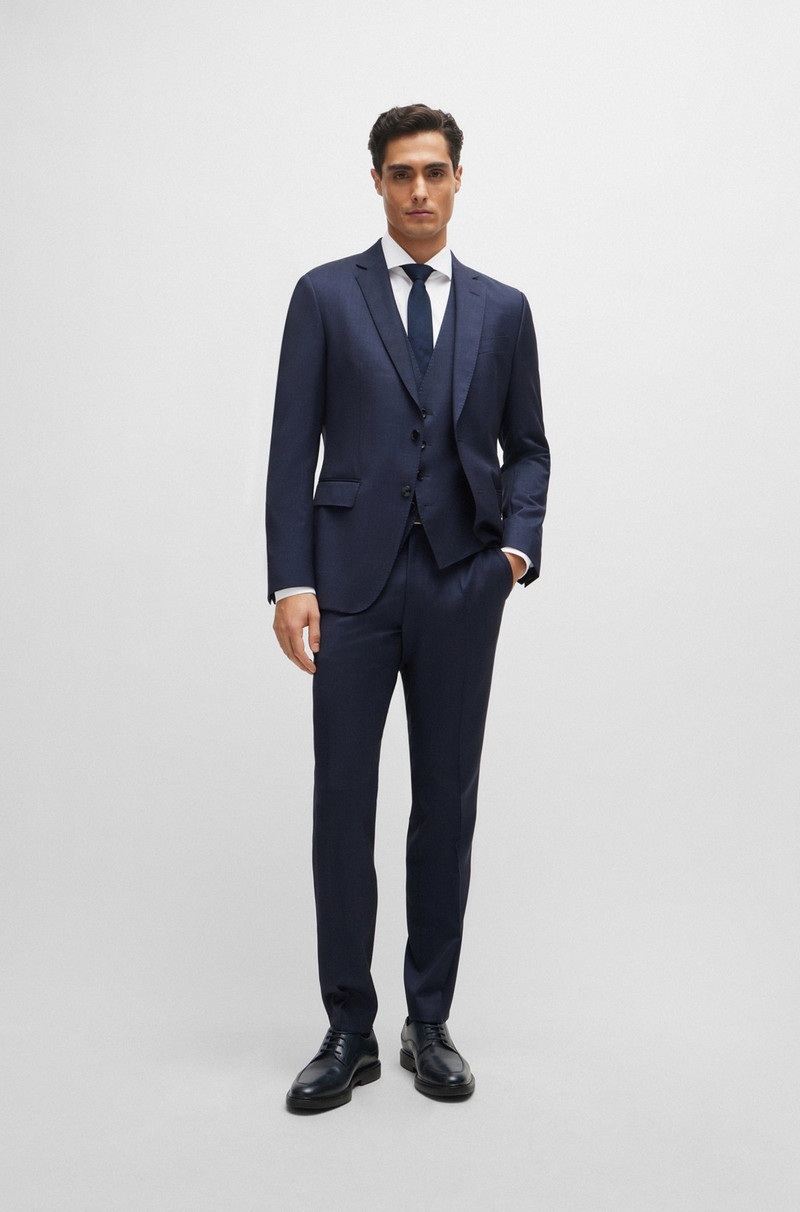 THREE-PIECE SLIM-FIT SUIT IN PATTERNED STRETCH WOOL 1