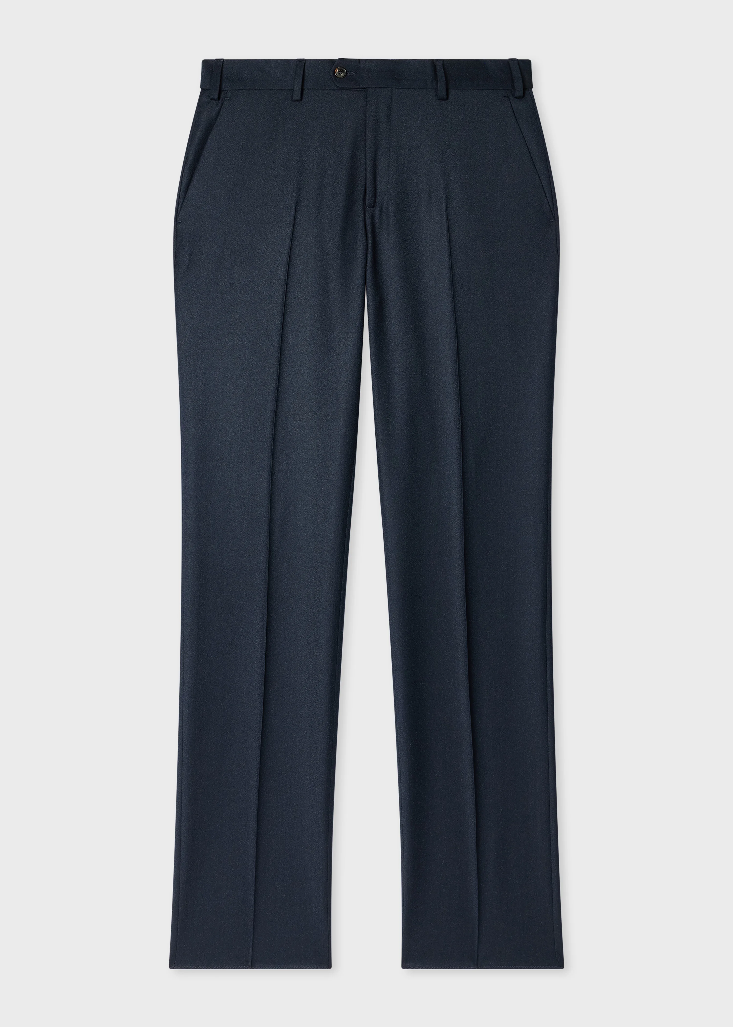 Navy Wool-Cashmere Flannel Trousers - 1