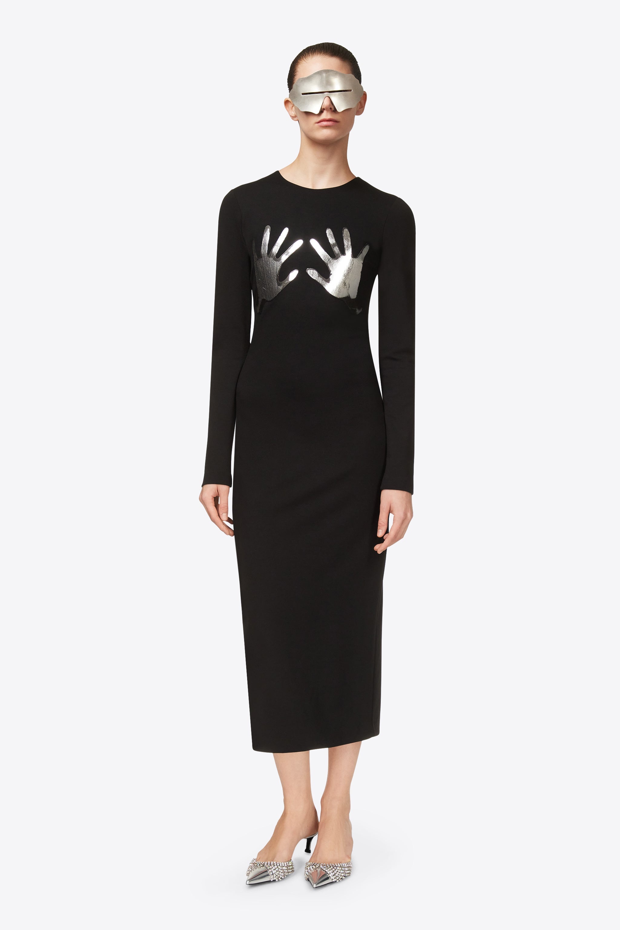 HANDPRINT LONG SLEEVE MIDI DRESS - 3