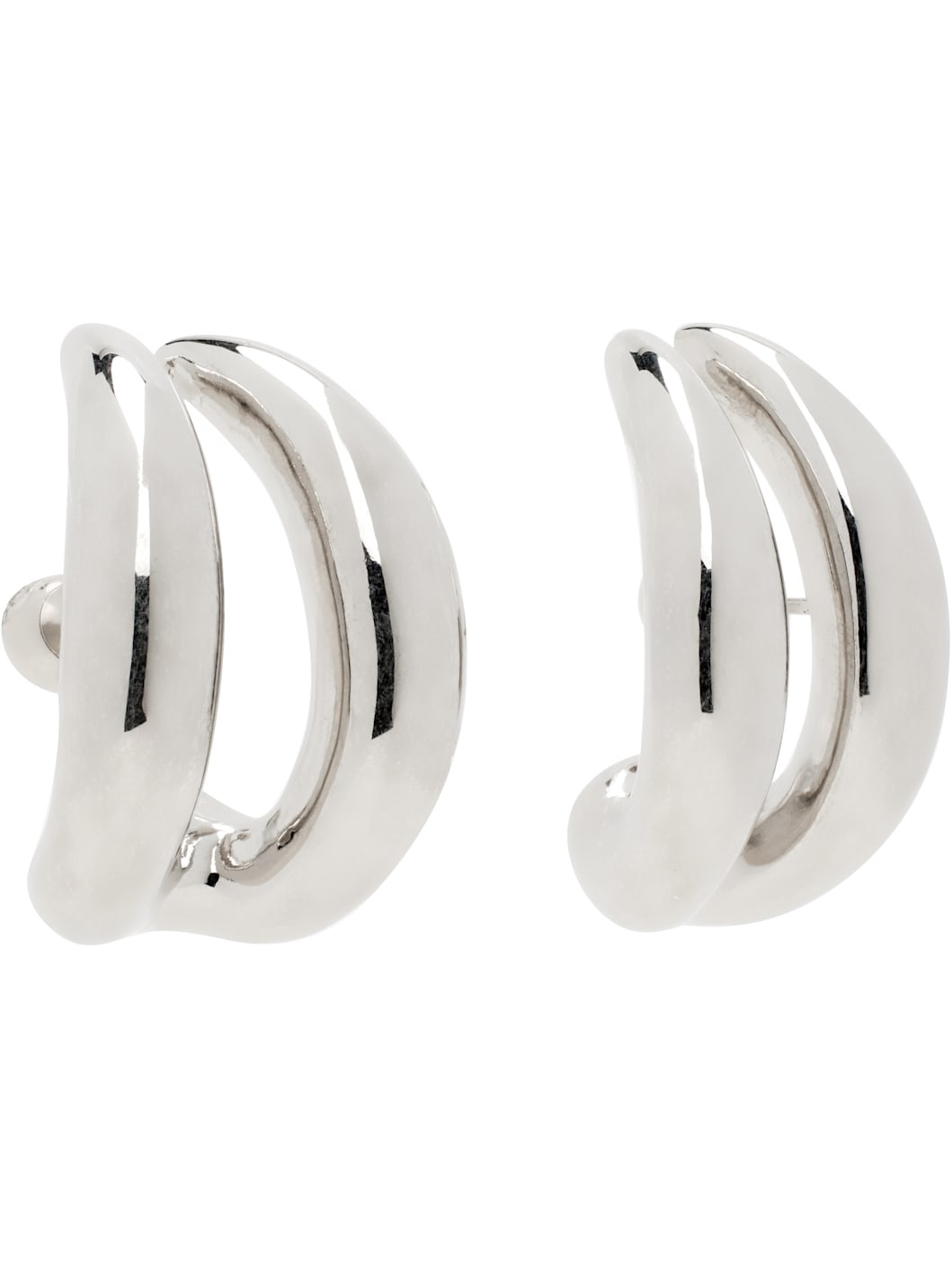 Silver Double Moon Earrings - 2