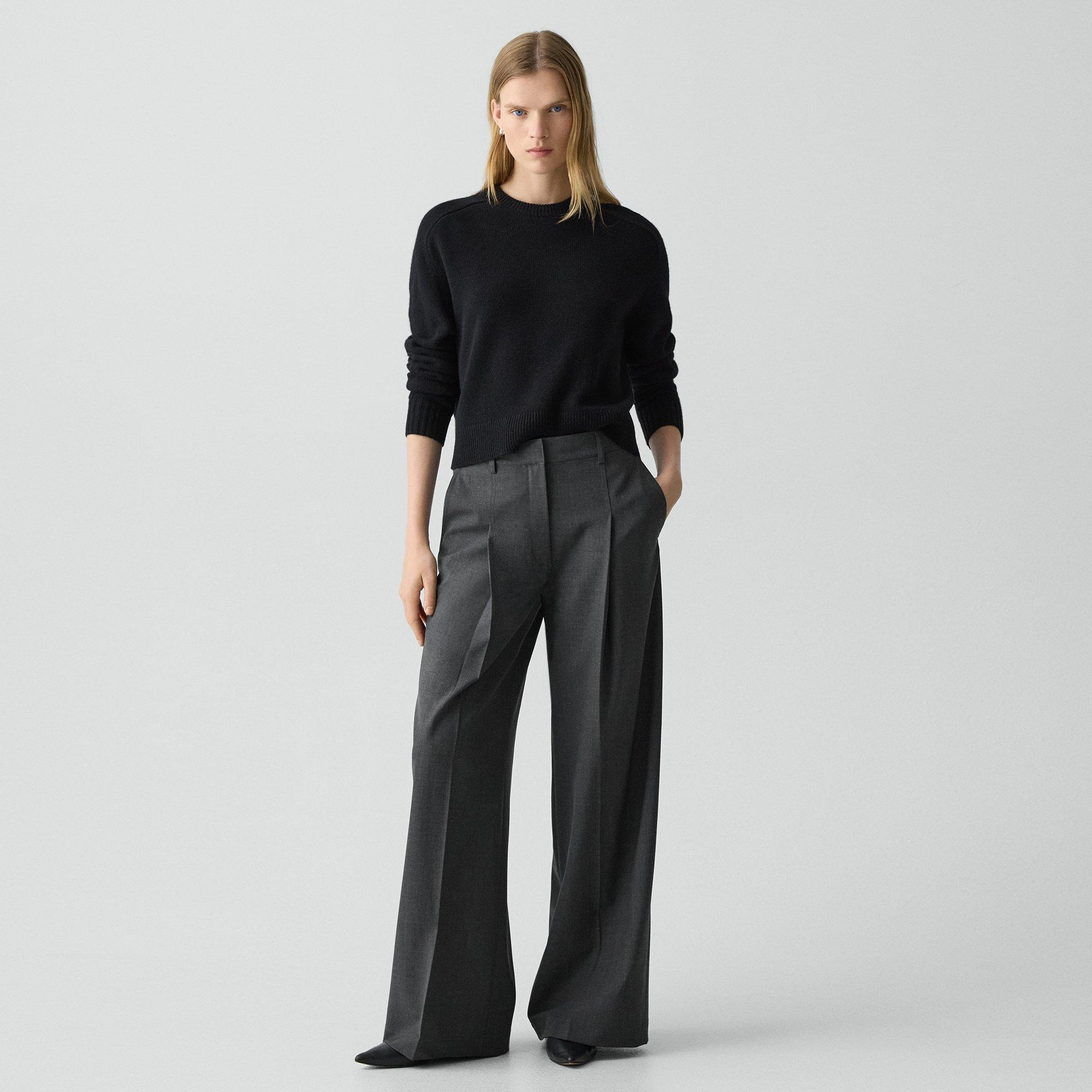 Pleated Wide-Leg Pant, 33'' in Good Wool - 2