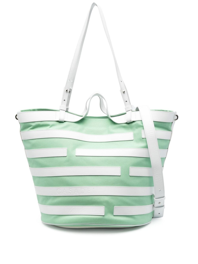 stripe-pattern leather tote bag 1