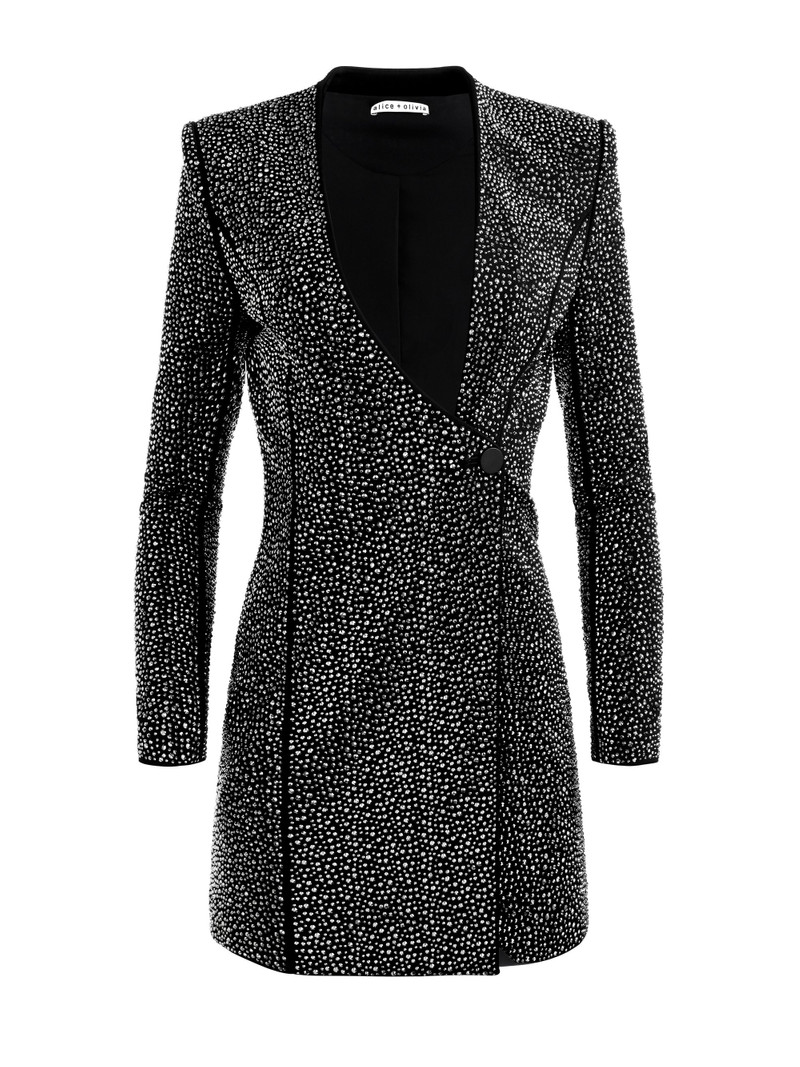 GUENDA EMBELLISHED CURVED NECKLINE BLAZER DRESS 1