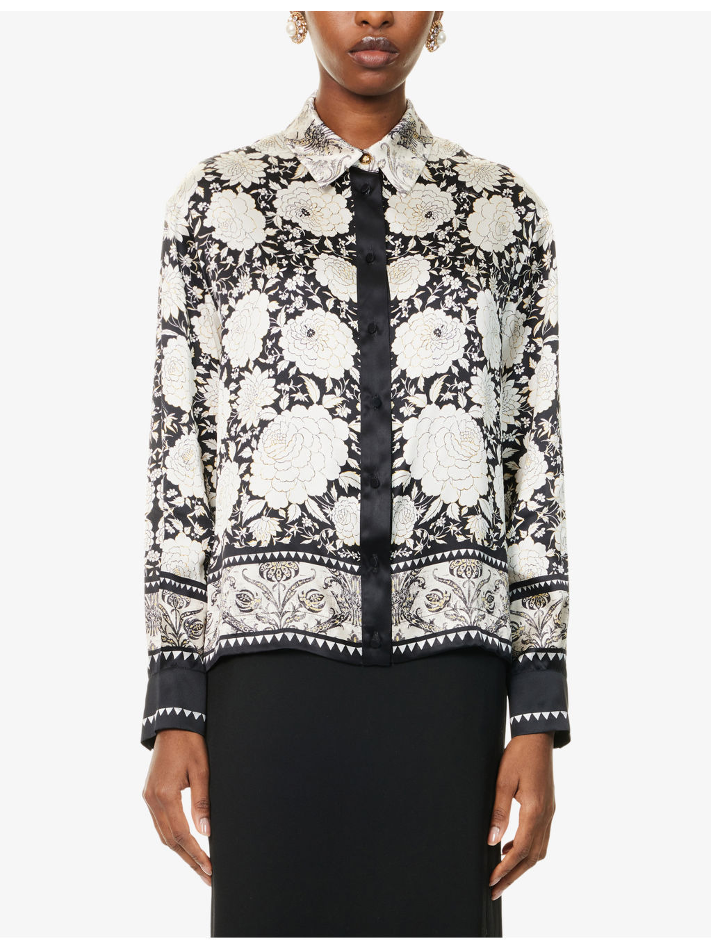 Flora-Print Long-Sleeve Silk Shirt - 3