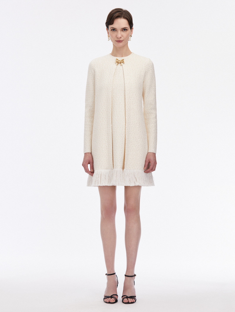 BOW BUTTON SEQUIN TWEED COAT 1