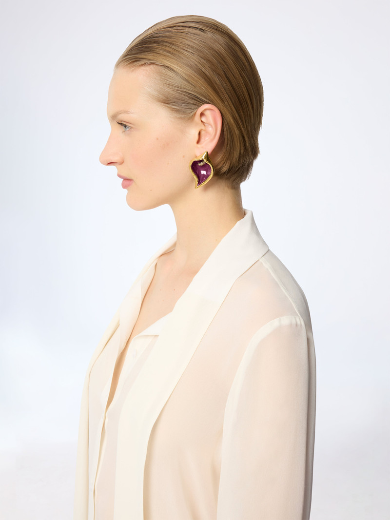 NINA RICCI Purple Calla Flower Clip Earrings outlook