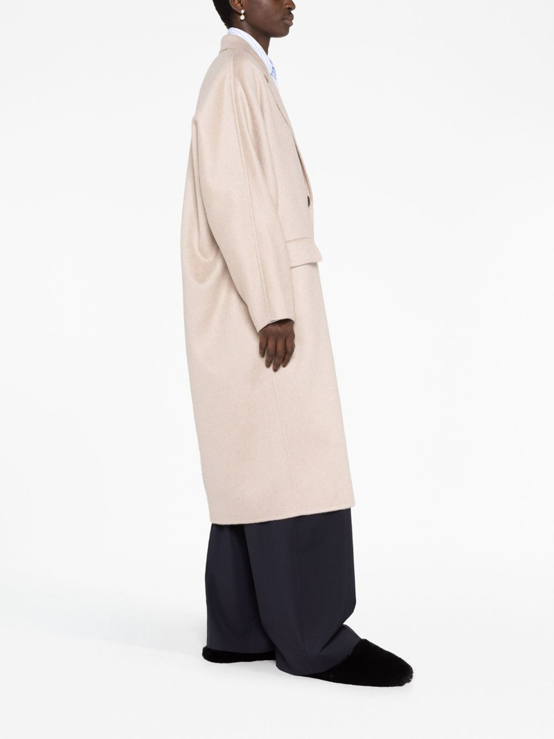 logo-embroidered cashmere coat 6