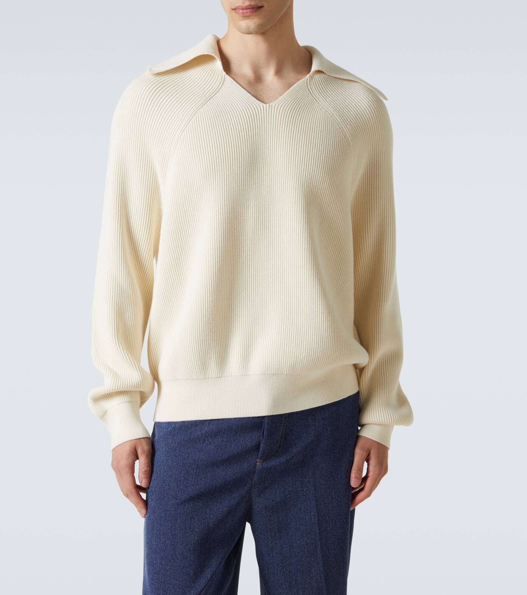 Ribbed-knit cotton polo sweater - 3