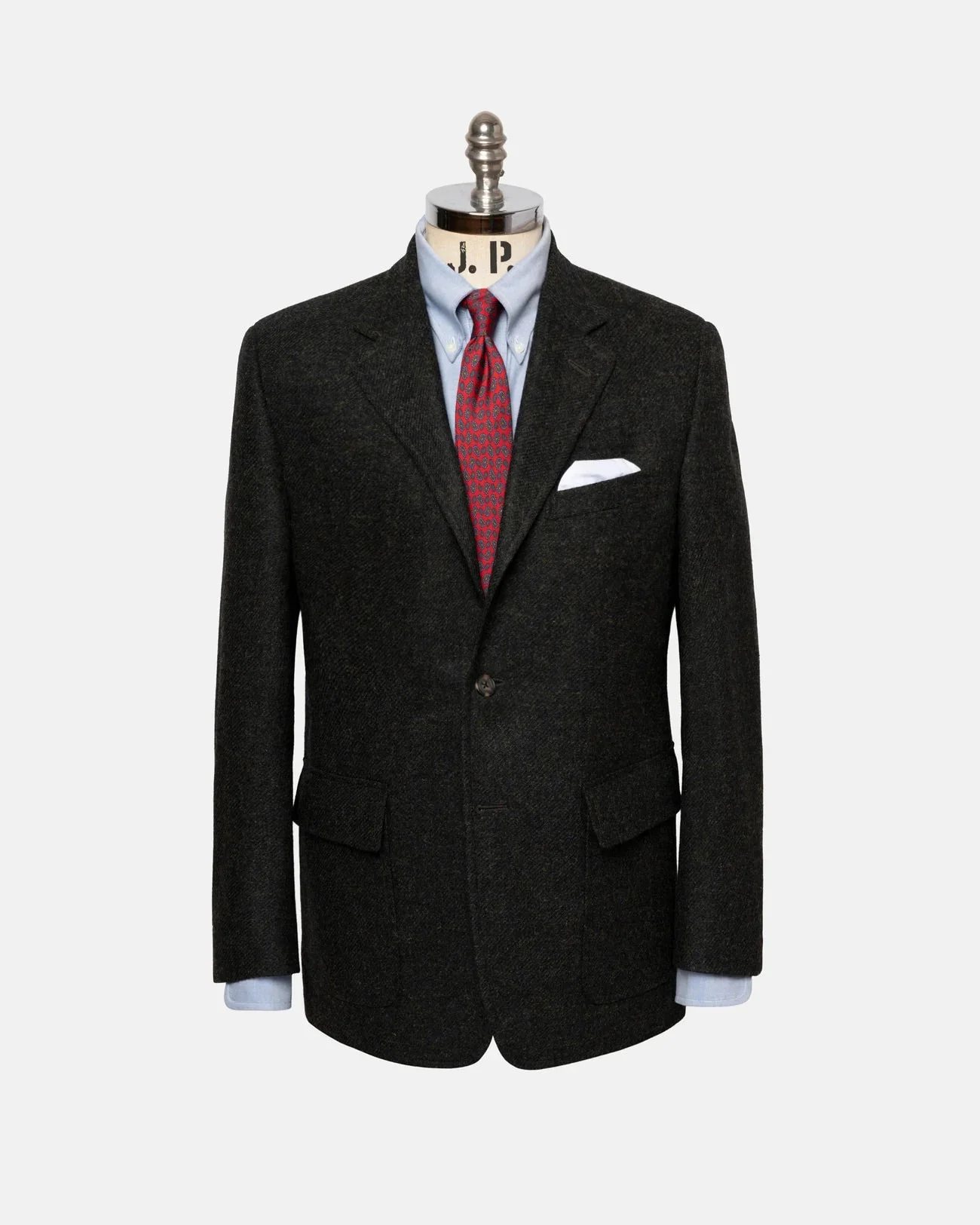 MADE-IN-CANADA DARK GREEN MARL SHAGGY DOG SCOTTISH SHETLAND SPORT COAT - 1