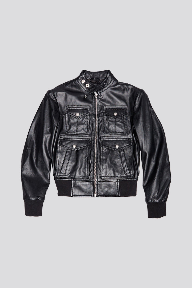 SHRUNKEN ZIP-UP LEATHER JACKET - BLACK -R13 1