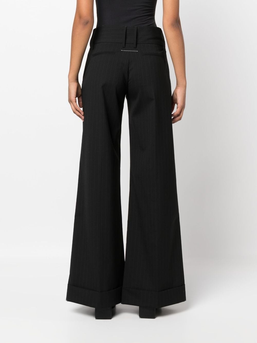 single-stitch pinstripe palazzo pants - 4