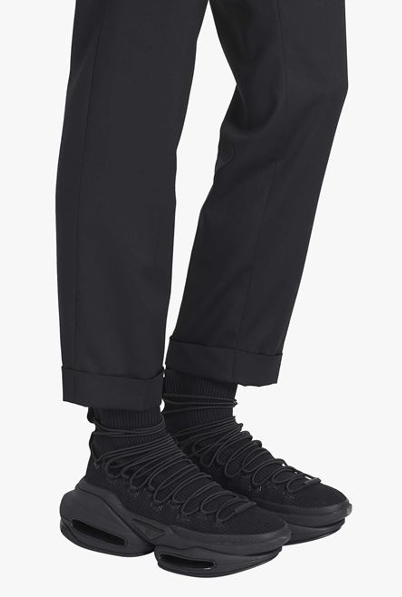 Balmain Black knit and suede B-Bold high-top sneakers outlook