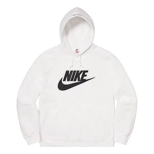 Supreme FW19 Week 14 X Nike Leather Appliqu Hooded Sweatshirt 'White' SUP-FW19-10723 - 1