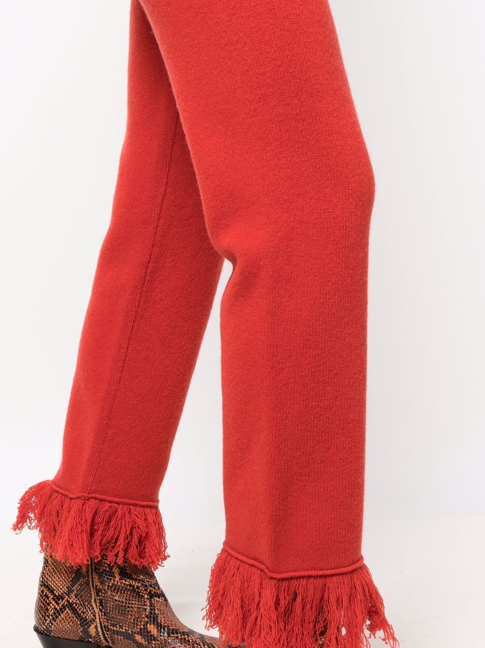 fringed wool straight-leg trousers - 5