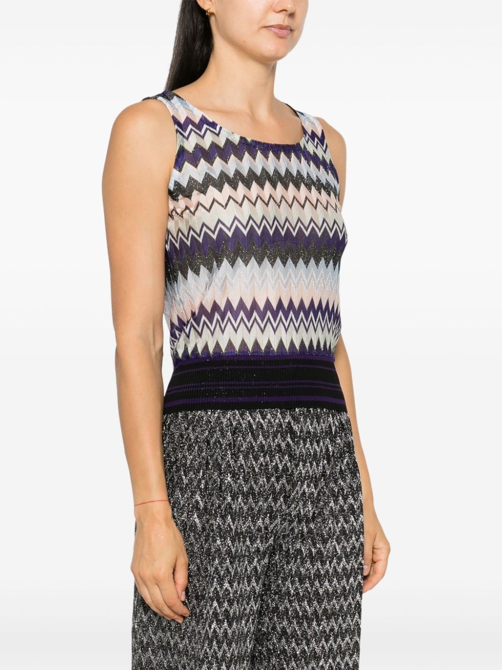 chevron-knit top - 3