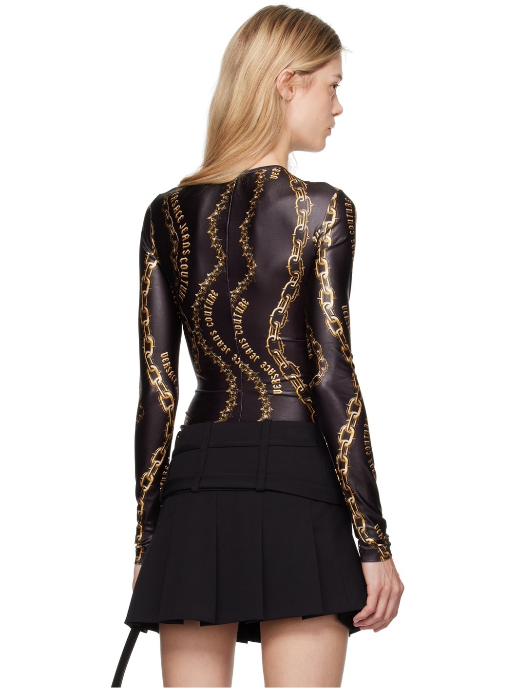 Black & Gold Chain Couture Bodysuit - 3
