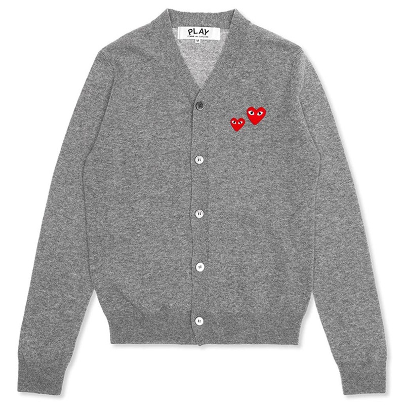 COMME DES GARCONS PLAY DUO HEART CARDIGAN - GREY - 1