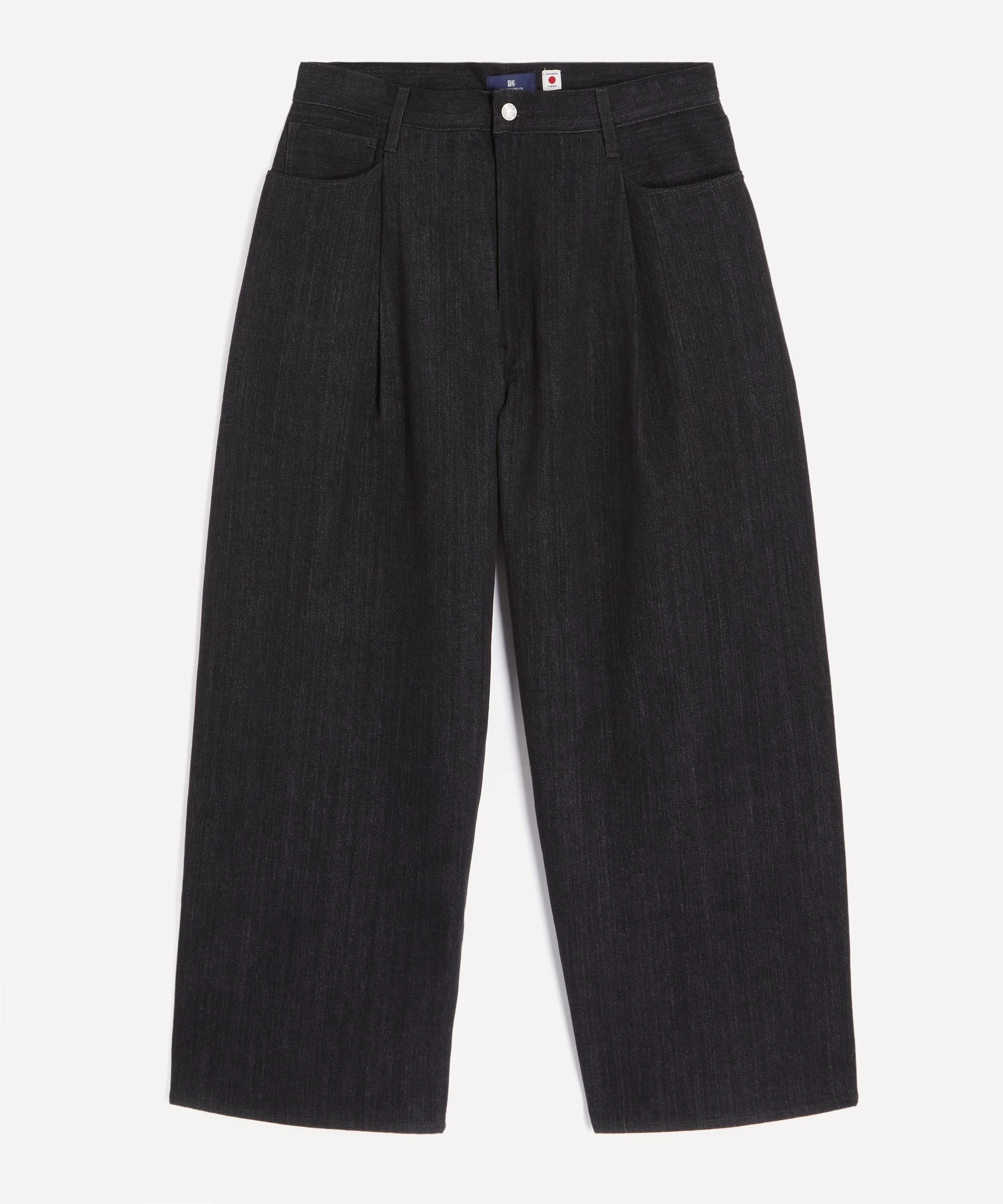 Black Wide Pleat Crop Jeans - 1