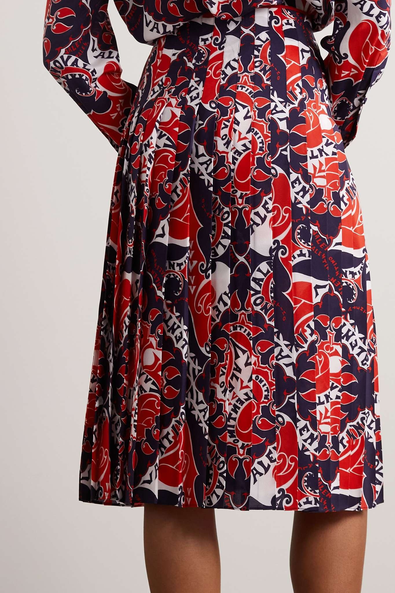 Embellished pleated silk crepe de chine skirt - 4