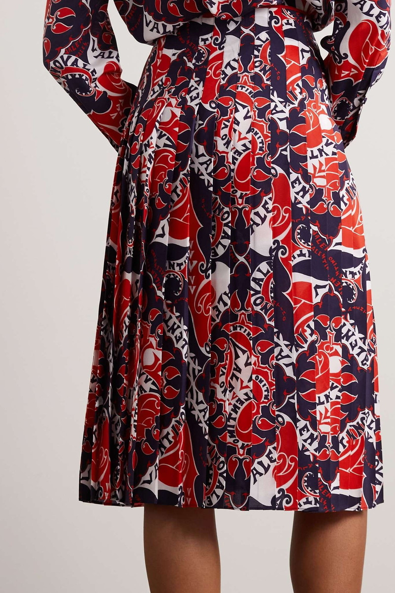 Embellished pleated silk crepe de chine skirt 4