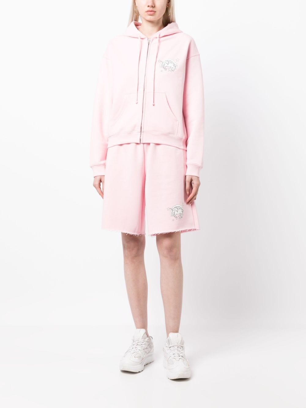 illustration-print elasticated track shorts - 2