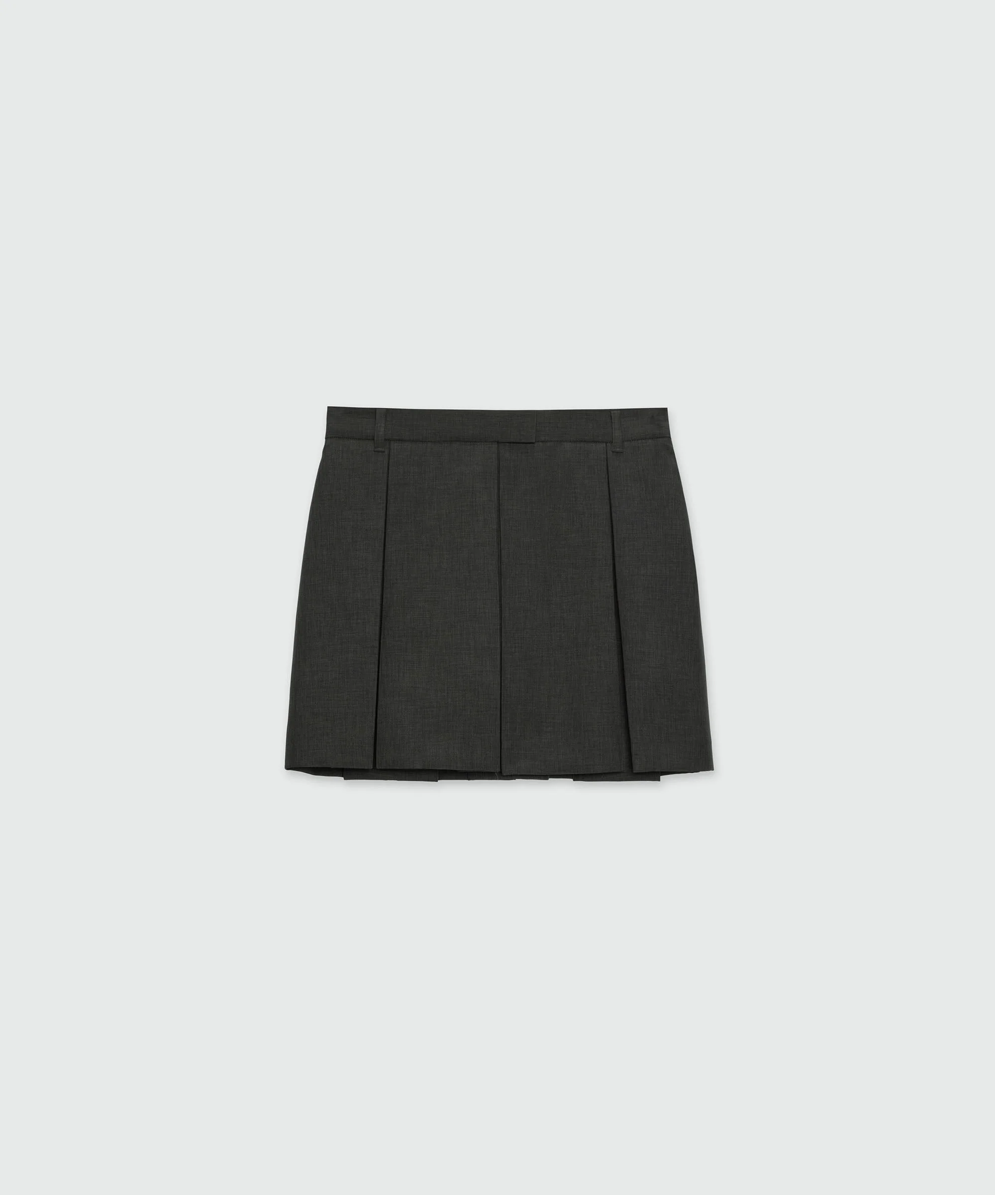 Charcoal pleated twill miniskirt - 1